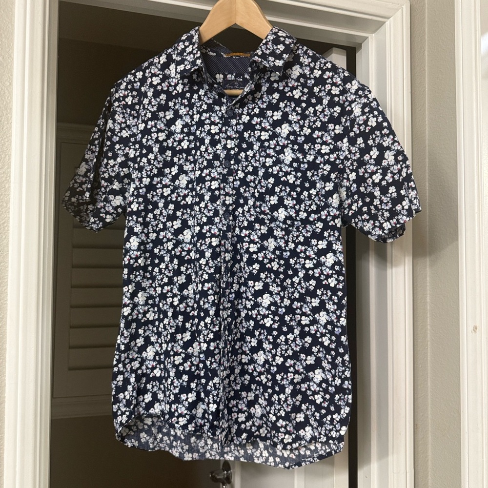 Navy Floral Men's Casual Shirt